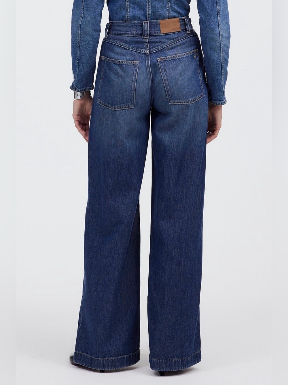 Madewell Airy Superwide Leg Utility Jeans Lindewood Wash Lyocell Blend Size 24 - Picture 5 of 13